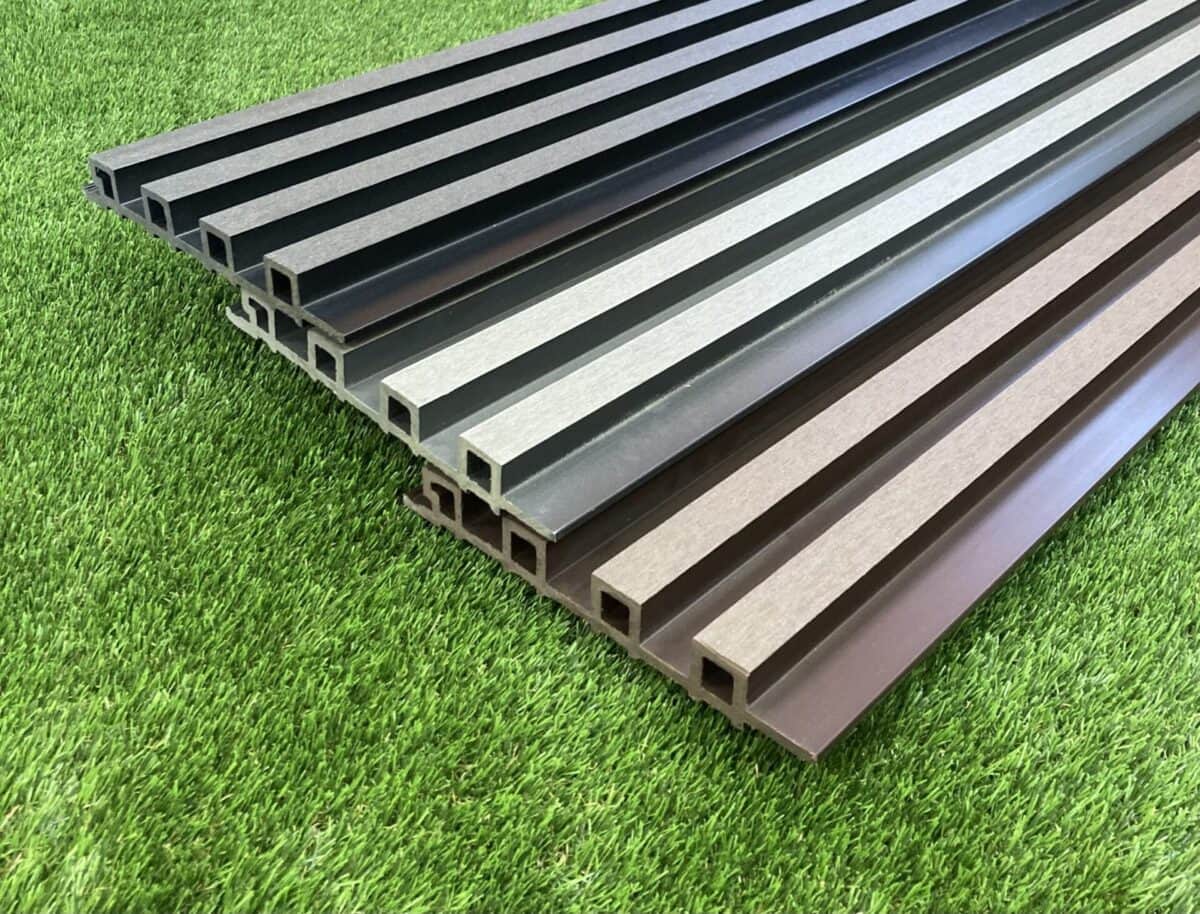Composite Slatted Cladding Grey composite cladding