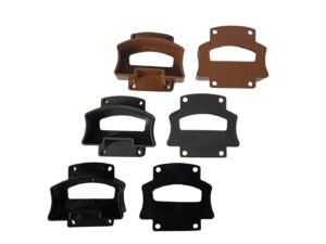 composite balustrade handrail bracket in black, grey and teak