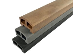 balustrade handrails in colours - teak , grey and black.