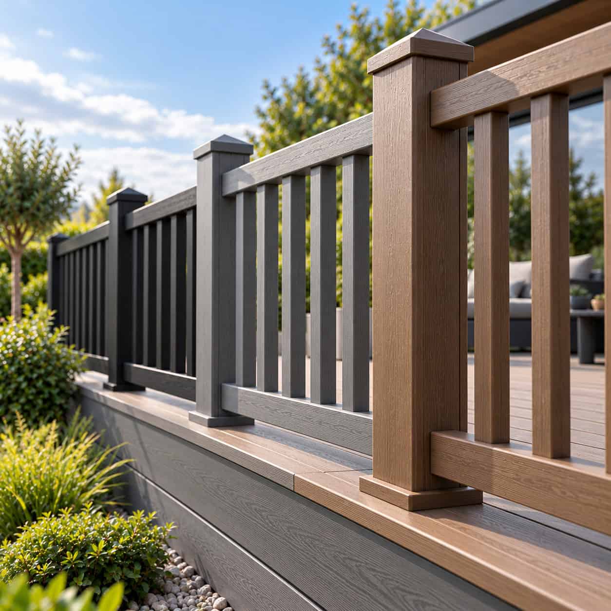 Composite balustrade on a deck